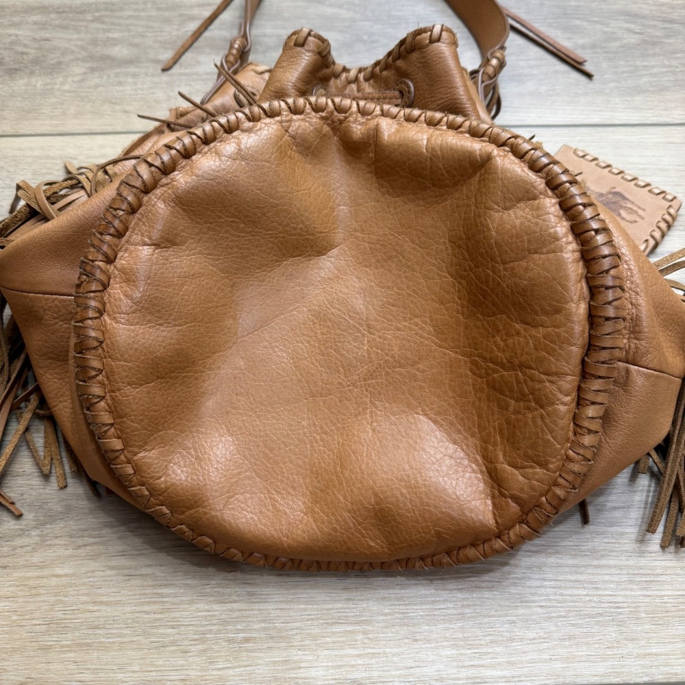 Vintage Rare Polo Ralph Lauren Leather Fringe Bucket Bag Purse Western Boho - Picture 5 of 12